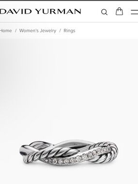 David Yurman - Sterling Silver Twisted Pavé Diamond Band - White
